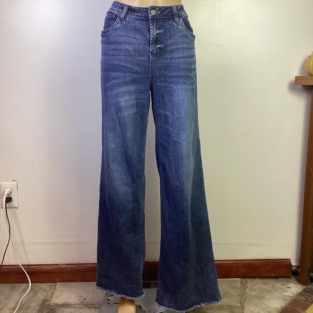 HINT OF BLU high-rise wide-leg jeans Fray Hem Sz 29